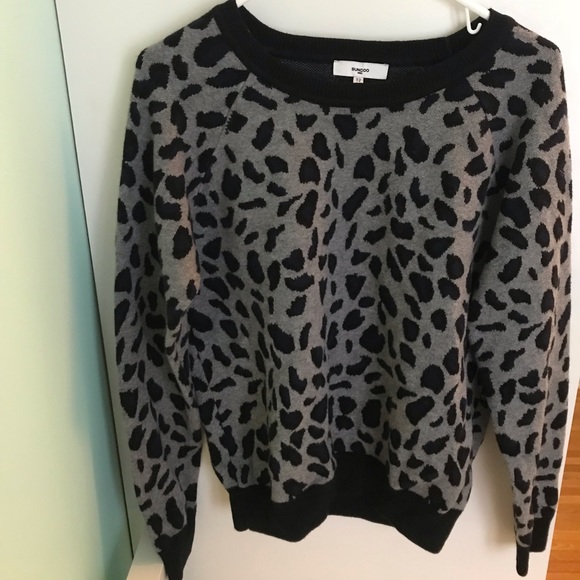 Suncoo Paris Animal Print Knit Pullover Sweater Gray/Black/Blue Size T2 (M) - Picture 5 of 8